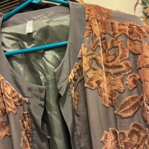 C.C Outlaw Tan & Brown Floral Kimono Jacket large